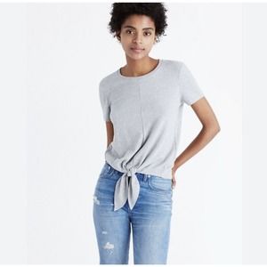 Madewell Texture & Thread Modern Tie-Front Tee Grey Women’s Size XXS 100% Cotton